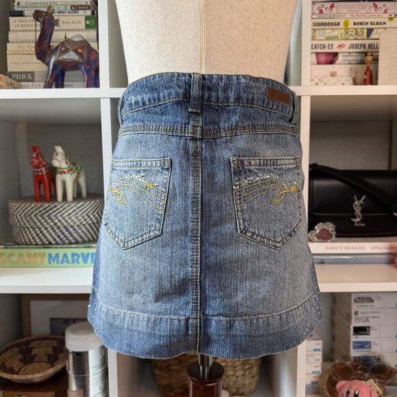 Limited Too Vintage Dead Stock Bedazzled Mid Rise Mini Jean Skirt - Girls 12 - Picture 11 of 11